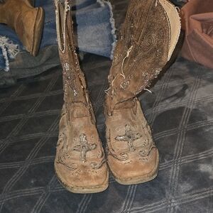 Brown Embellished Western Boots
